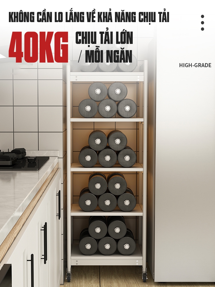 [L40/LD40] KỆ TỦ BẾP ĐA NĂNG DI ĐỘNG HỢP KIM NHÔM SPACEALUMINM CAO CẤP - MÀU ĐEN