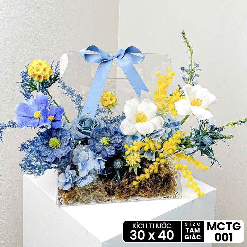 [QUÀ TẶNG] Hộp hoa lụa trong suốt nghệ thuật quà tặng thiết kế thủ công cao cấp