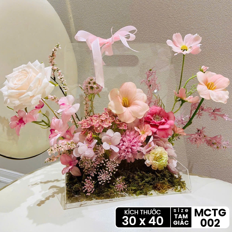 [QUÀ TẶNG] Hộp hoa lụa trong suốt nghệ thuật quà tặng thiết kế thủ công cao cấp