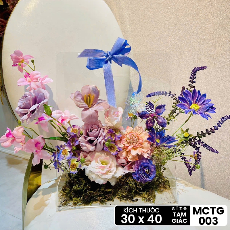 [QUÀ TẶNG] Hộp hoa lụa trong suốt nghệ thuật quà tặng thiết kế thủ công cao cấp