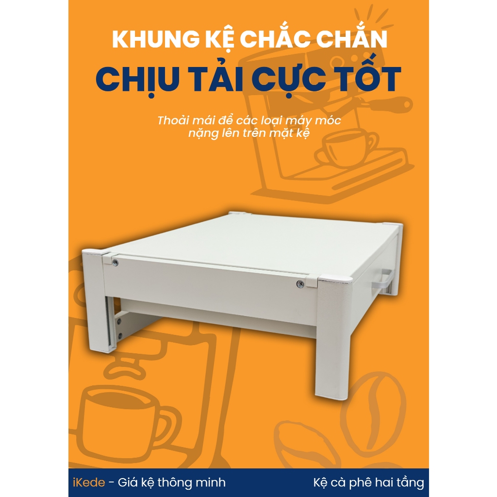 [iKede] Kệ BAR đa năng để máy pha cà phê, máy in hai tầng có ngăn kéo và khay trượt tiện lợi