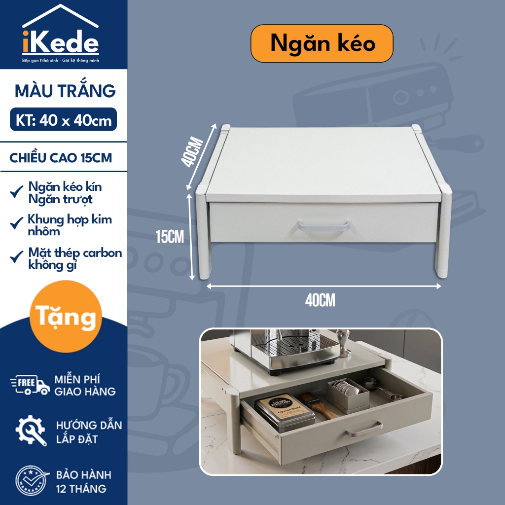 [iKede] Kệ BAR đa năng để máy pha cà phê, máy in hai tầng có ngăn kéo và khay trượt tiện lợi