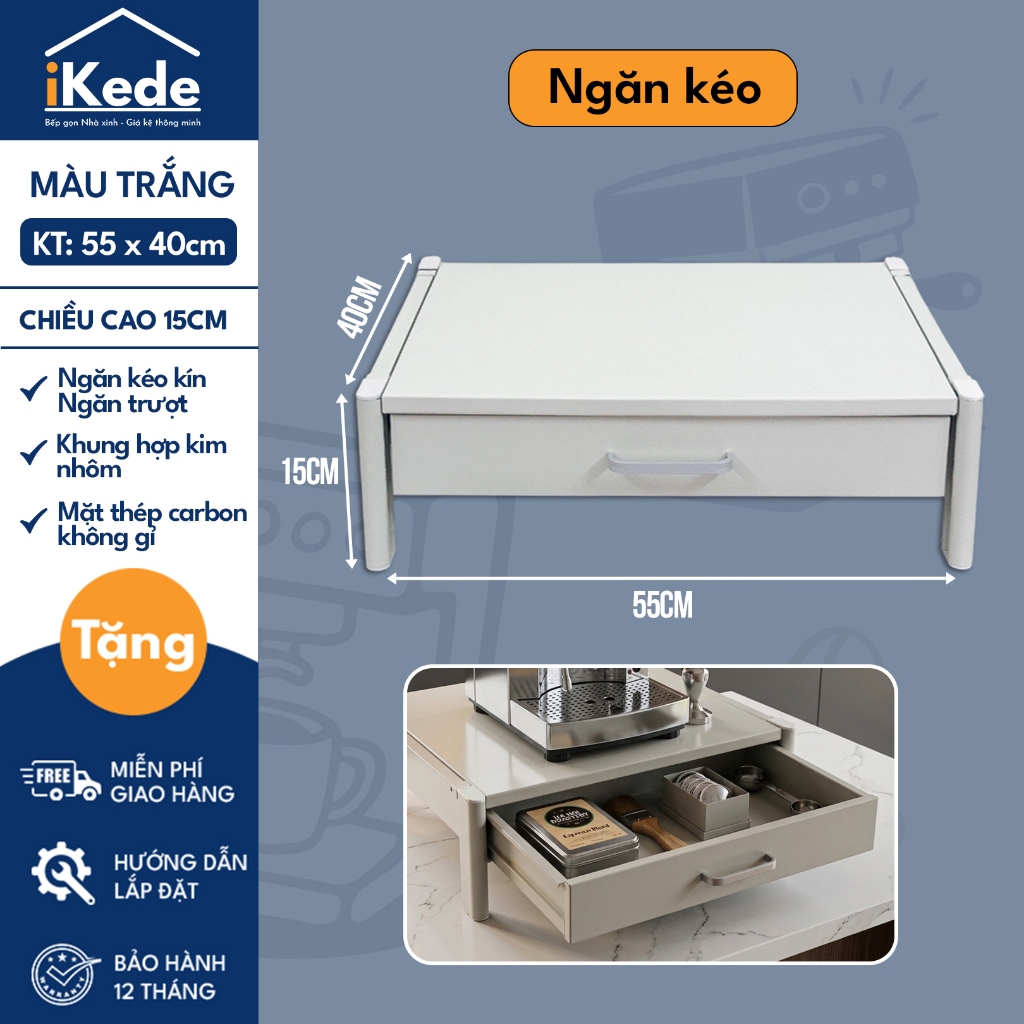 [iKede] Kệ BAR đa năng để máy pha cà phê, máy in hai tầng có ngăn kéo và khay trượt tiện lợi