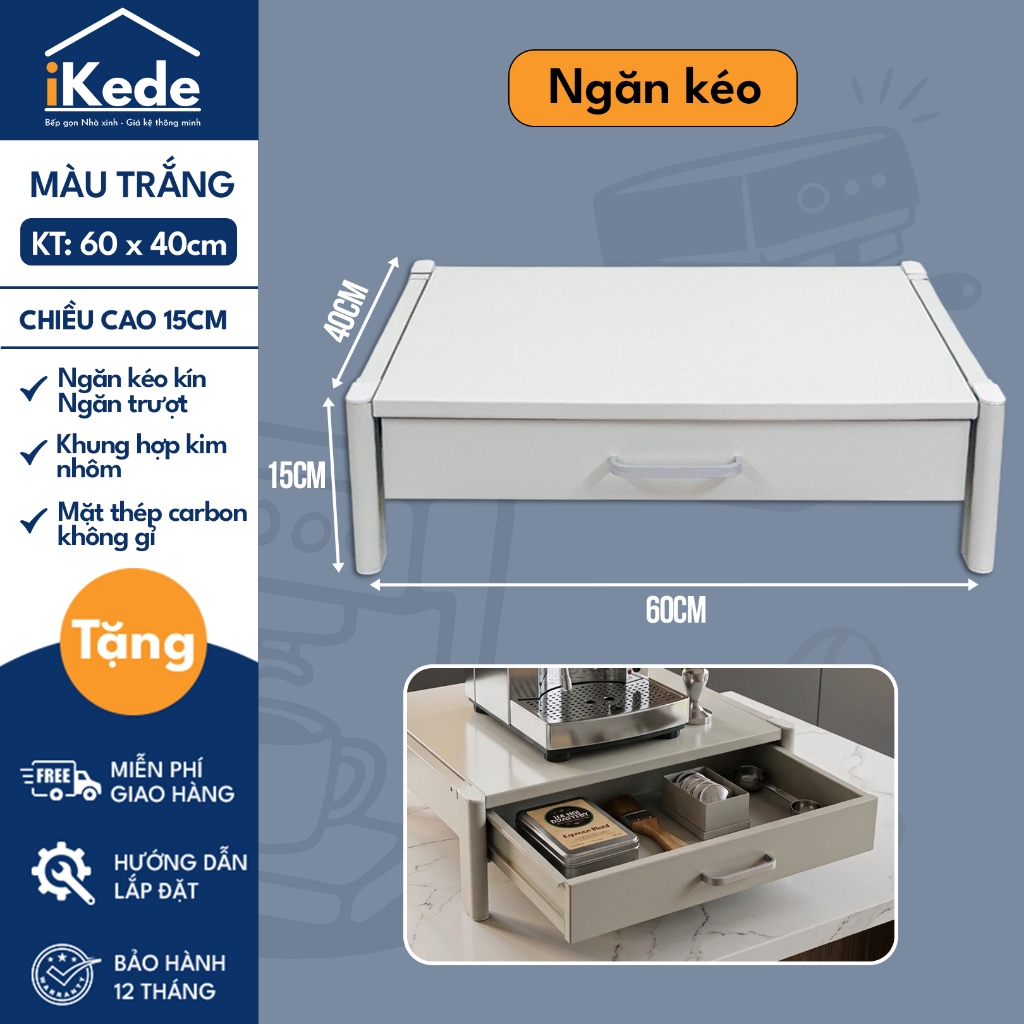[iKede] Kệ BAR đa năng để máy pha cà phê, máy in hai tầng có ngăn kéo và khay trượt tiện lợi