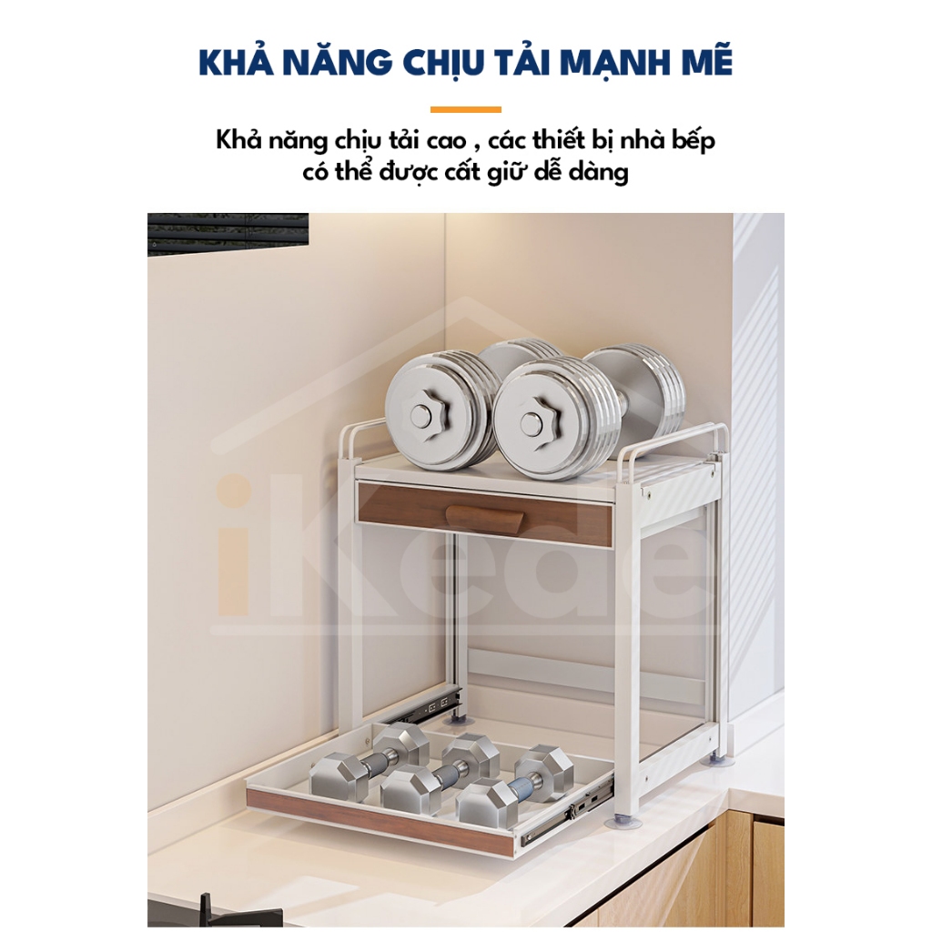 [iKEDE] KỆ ĐỂ NỒI CƠM ĐIỆN, LÒ VIBA 2 TẦNG KHAY TRƯỢT, NGĂN KÉO CAO CẤP KỆ BẾP THÔNG MINH