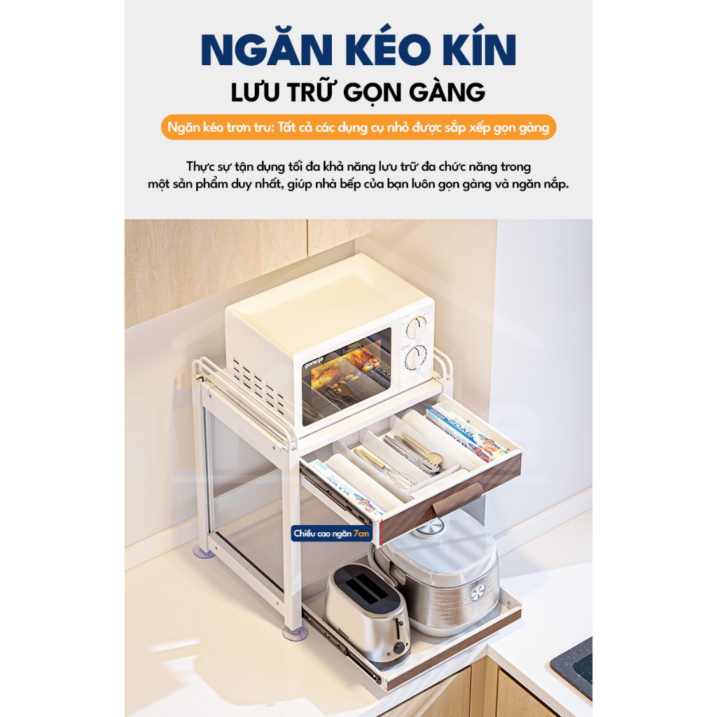 [iKEDE] KỆ ĐỂ NỒI CƠM ĐIỆN, LÒ VIBA 2 TẦNG KHAY TRƯỢT, NGĂN KÉO CAO CẤP KỆ BẾP THÔNG MINH