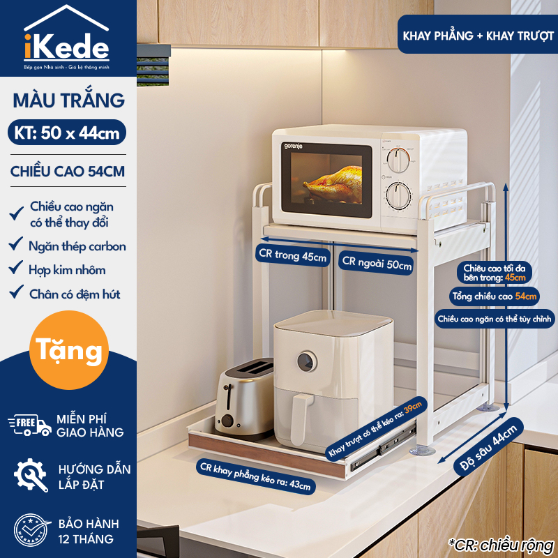 [iKEDE] KỆ ĐỂ NỒI CƠM ĐIỆN, LÒ VIBA 2 TẦNG KHAY TRƯỢT, NGĂN KÉO CAO CẤP KỆ BẾP THÔNG MINH