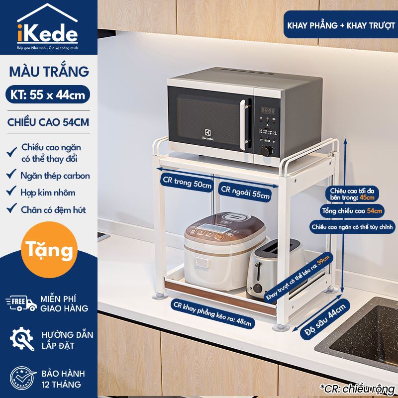[iKEDE] KỆ ĐỂ NỒI CƠM ĐIỆN, LÒ VIBA 2 TẦNG KHAY TRƯỢT, NGĂN KÉO CAO CẤP KỆ BẾP THÔNG MINH