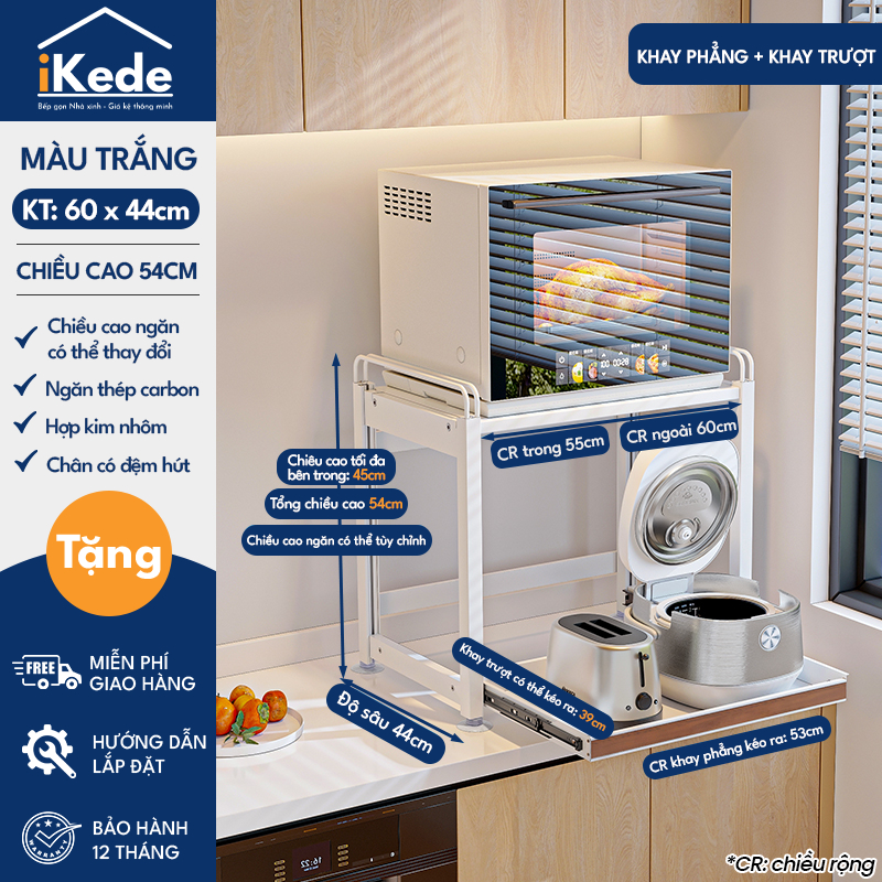 [iKEDE] KỆ ĐỂ NỒI CƠM ĐIỆN, LÒ VIBA 2 TẦNG KHAY TRƯỢT, NGĂN KÉO CAO CẤP KỆ BẾP THÔNG MINH