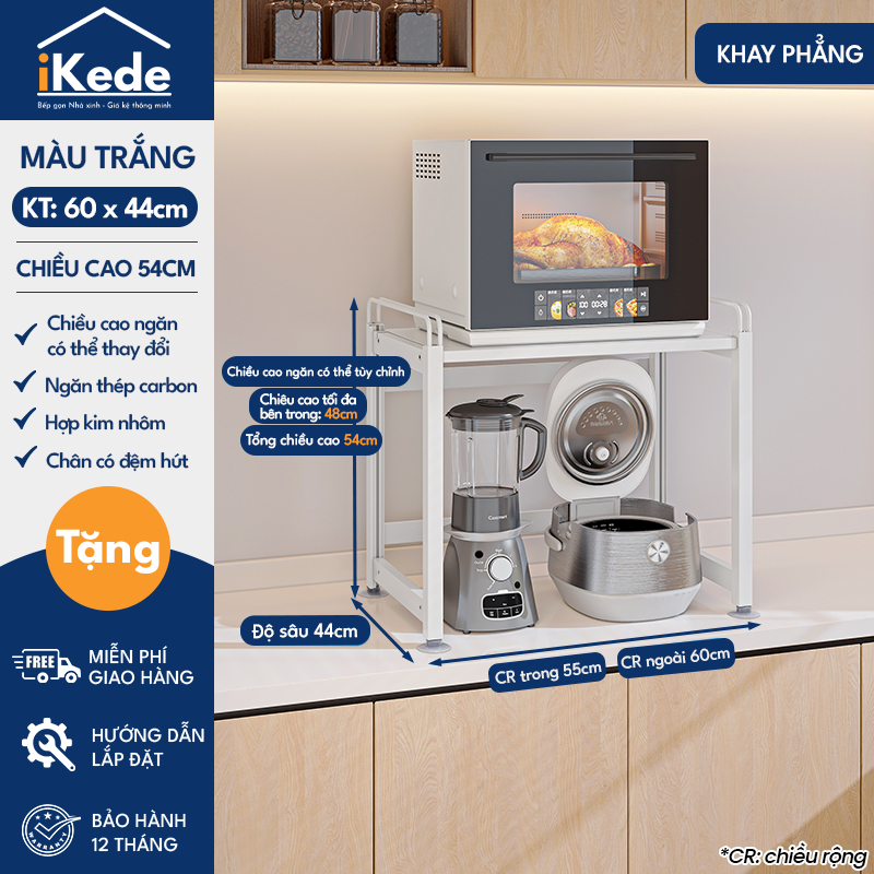 [iKEDE] KỆ ĐỂ NỒI CƠM ĐIỆN, LÒ VIBA 2 TẦNG KHAY TRƯỢT, NGĂN KÉO CAO CẤP KỆ BẾP THÔNG MINH