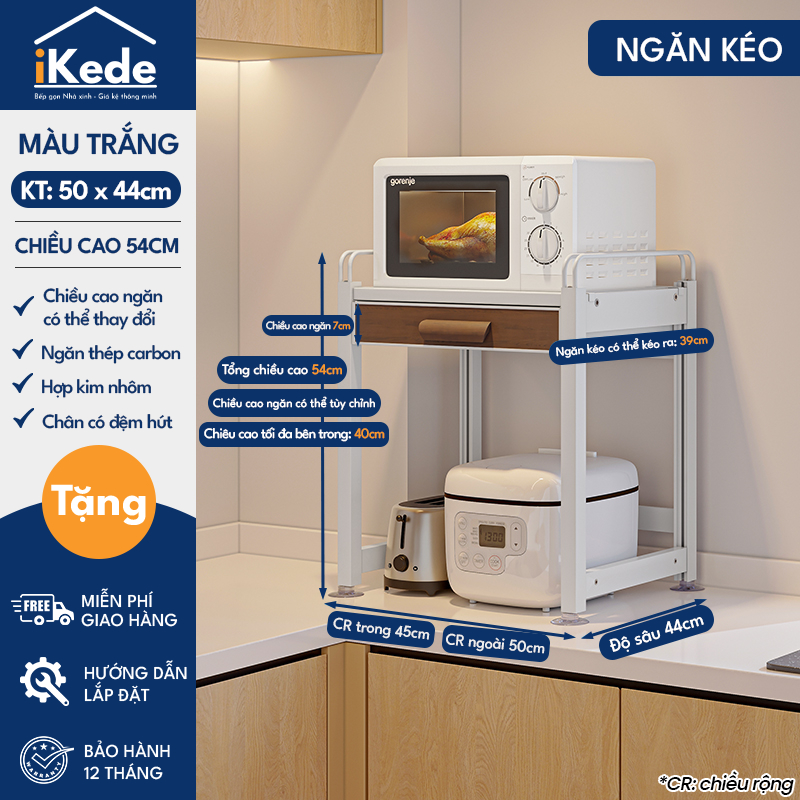 [iKEDE] KỆ ĐỂ NỒI CƠM ĐIỆN, LÒ VIBA 2 TẦNG KHAY TRƯỢT, NGĂN KÉO CAO CẤP KỆ BẾP THÔNG MINH