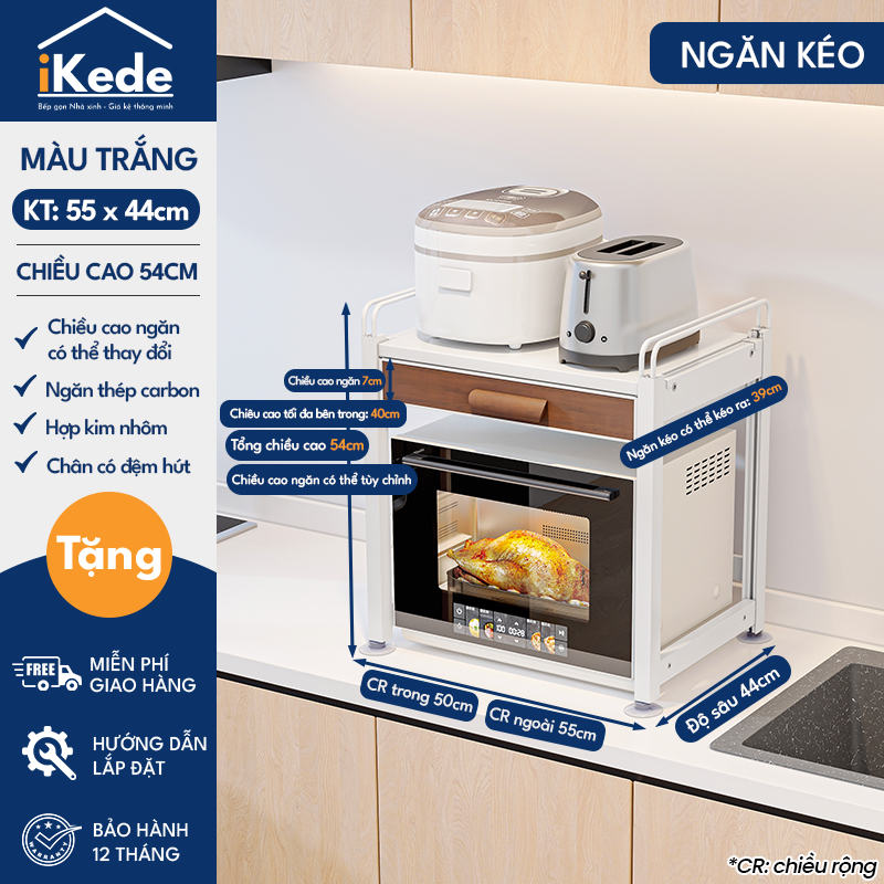 [iKEDE] KỆ ĐỂ NỒI CƠM ĐIỆN, LÒ VIBA 2 TẦNG KHAY TRƯỢT, NGĂN KÉO CAO CẤP KỆ BẾP THÔNG MINH