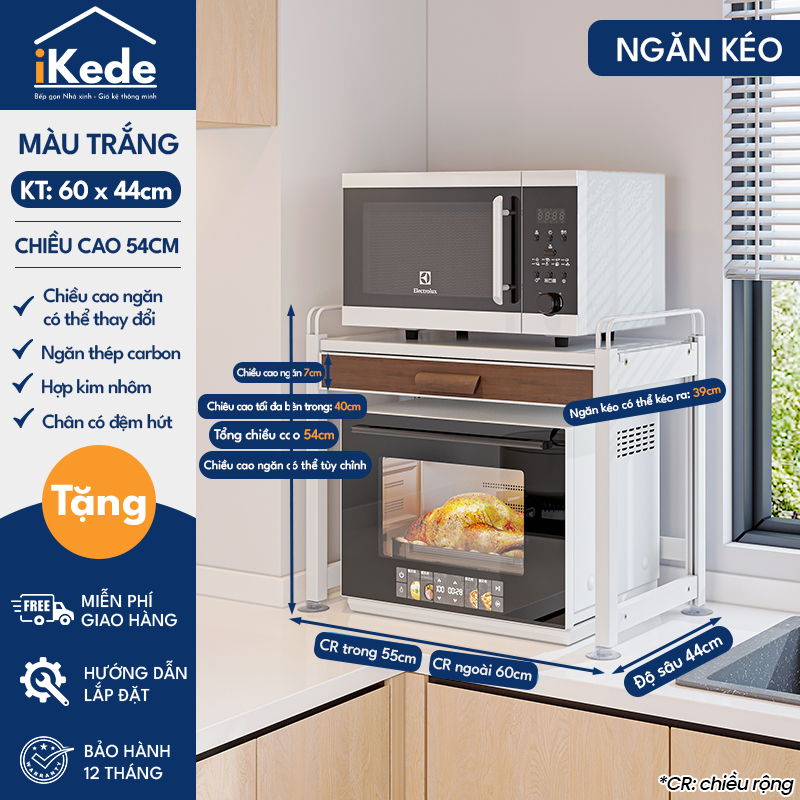 [iKEDE] KỆ ĐỂ NỒI CƠM ĐIỆN, LÒ VIBA 2 TẦNG KHAY TRƯỢT, NGĂN KÉO CAO CẤP KỆ BẾP THÔNG MINH