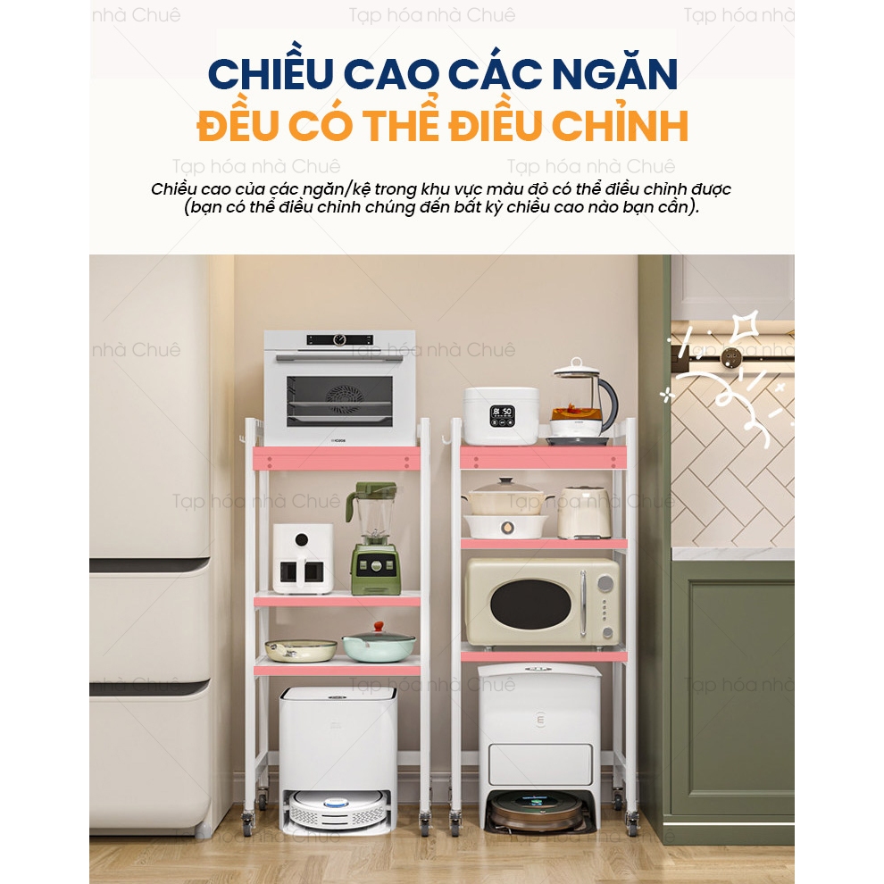 [iKede] Kệ để robot hút bụi cao tầng Kệ lò vi sóng Kệ lò nướng khung hợp kim nhôm ngăn chia nâng hạ