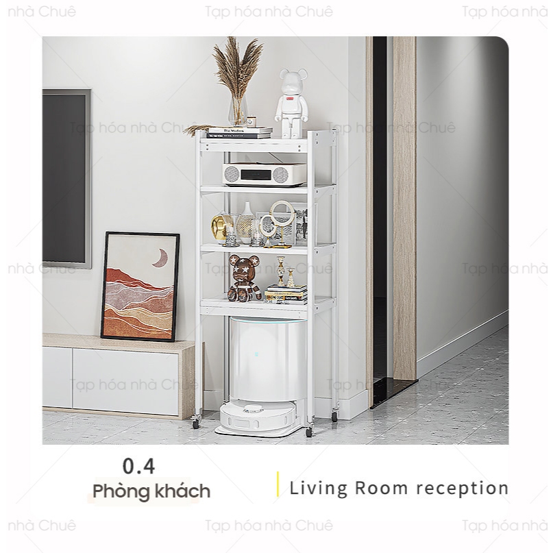 [iKede] Kệ để robot hút bụi cao tầng Kệ lò vi sóng Kệ lò nướng khung hợp kim nhôm ngăn chia nâng hạ