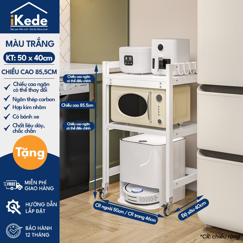[iKede] Kệ để robot hút bụi cao tầng Kệ lò vi sóng Kệ lò nướng khung hợp kim nhôm ngăn chia nâng hạ