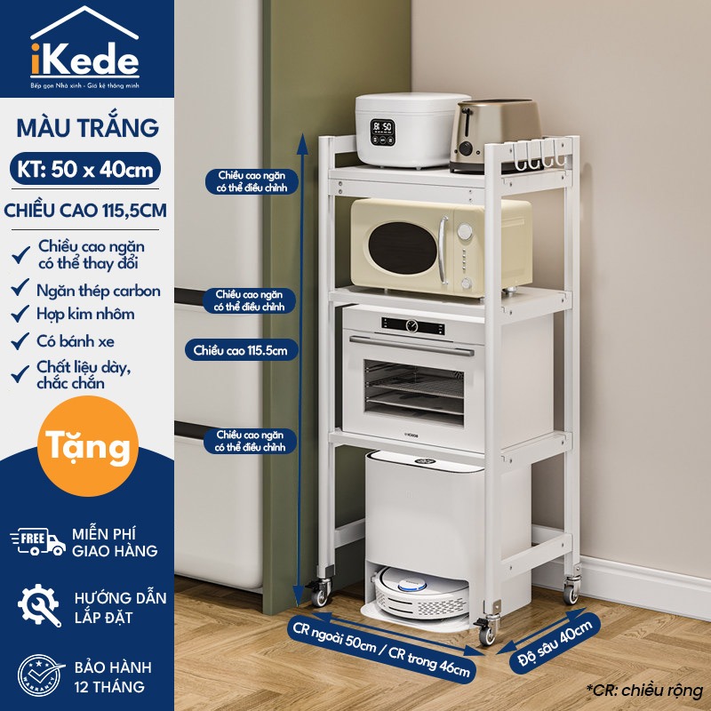 [iKede] Kệ để robot hút bụi cao tầng Kệ lò vi sóng Kệ lò nướng khung hợp kim nhôm ngăn chia nâng hạ