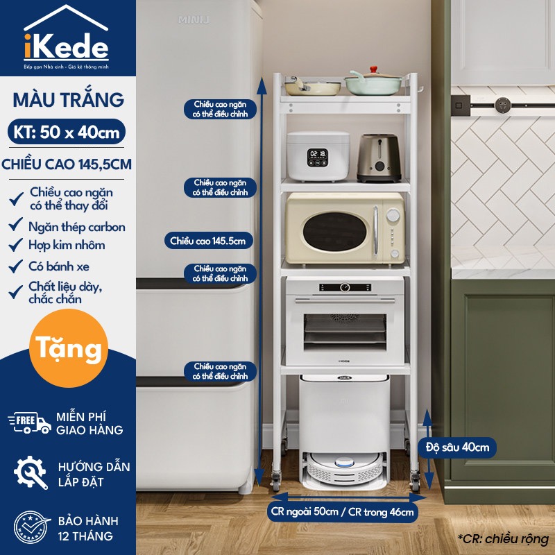 [iKede] Kệ để robot hút bụi cao tầng Kệ lò vi sóng Kệ lò nướng khung hợp kim nhôm ngăn chia nâng hạ