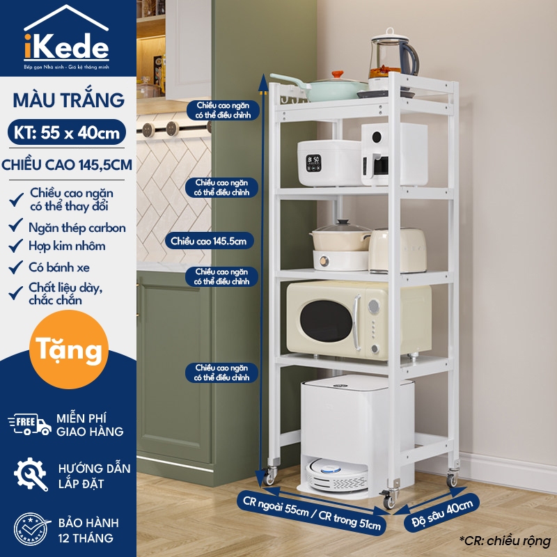 [iKede] Kệ để robot hút bụi cao tầng Kệ lò vi sóng Kệ lò nướng khung hợp kim nhôm ngăn chia nâng hạ