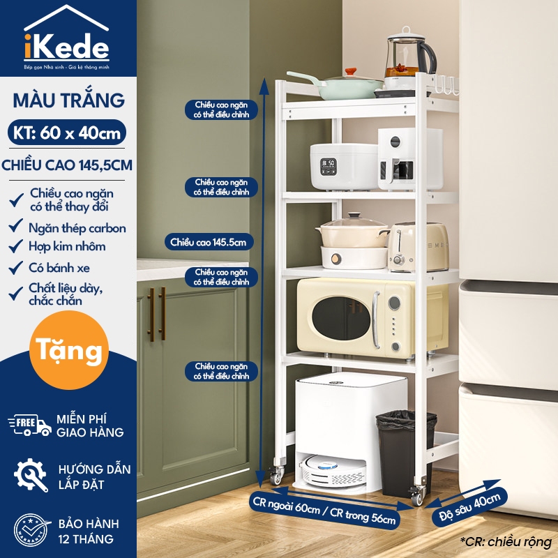 [iKede] Kệ để robot hút bụi cao tầng Kệ lò vi sóng Kệ lò nướng khung hợp kim nhôm ngăn chia nâng hạ
