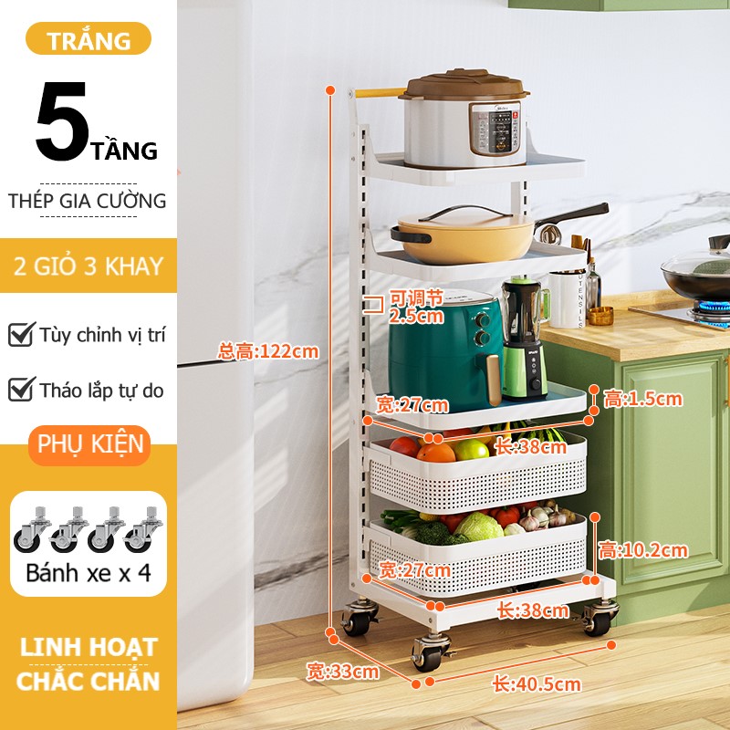 GIÁ SẮT DI DỘNG ĐỰNG ĐỒ BẾP ĐỰNG NỒI CHẢO CAO CẤP