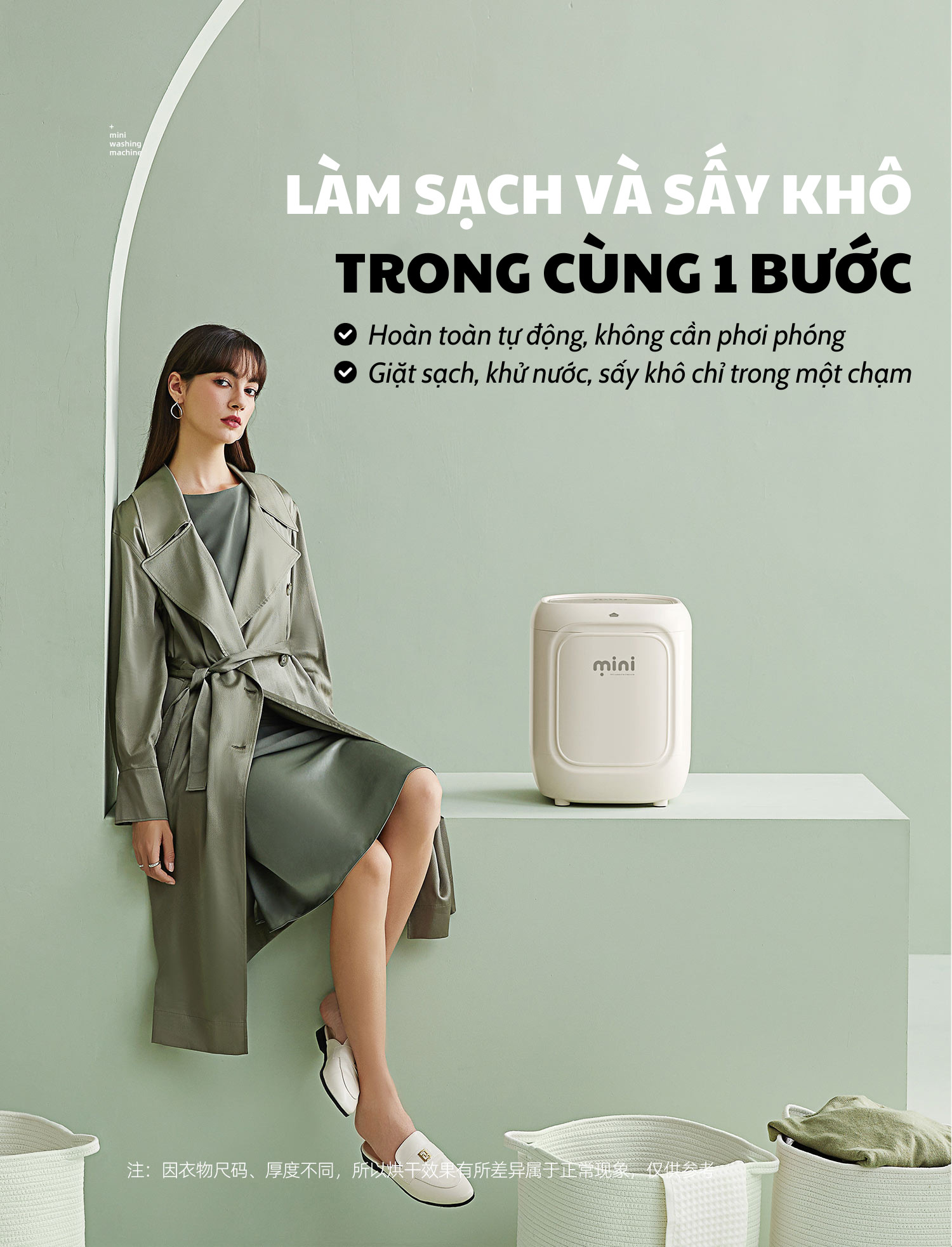 MÁY GIẶT ĐỒ LÓT MINI TỰ ĐỘNG GIẶT XẢ SẤY KHÔ GIẶT NƯỚC NÓNG KHỬ KHUẨN DAEWOO 7L