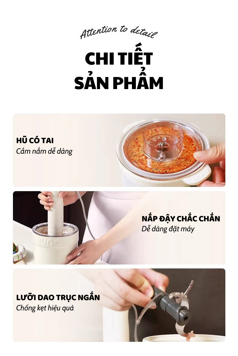 MÁY XAY THỰC PHẨM ĐA NĂNG BRUNO SET 4 BOWL SỨ