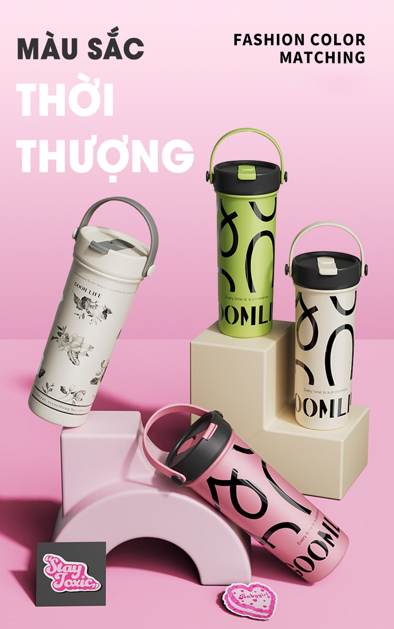 CỐC GIỮ NHIỆT CAO CẤP GOOM 600ML LÕI INOX316L KÈM ỐNG LỌC TRÀ