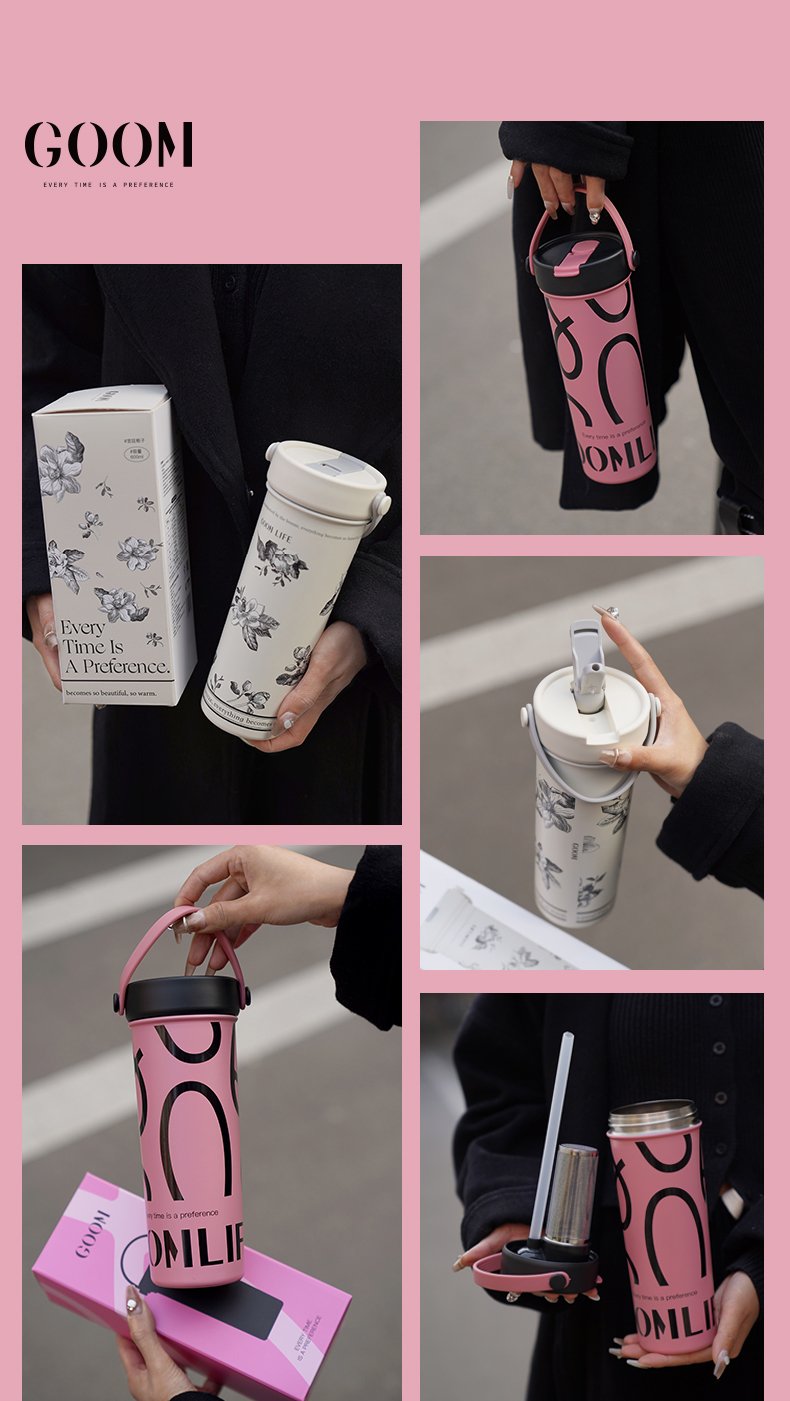 CỐC GIỮ NHIỆT CAO CẤP GOOM 600ML LÕI INOX316L KÈM ỐNG LỌC TRÀ