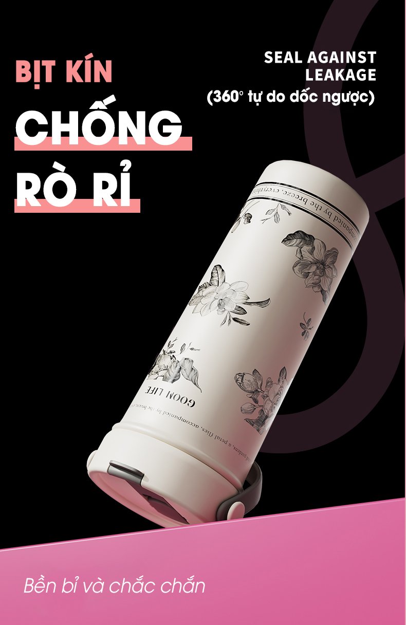 CỐC GIỮ NHIỆT CAO CẤP GOOM 600ML LÕI INOX316L KÈM ỐNG LỌC TRÀ