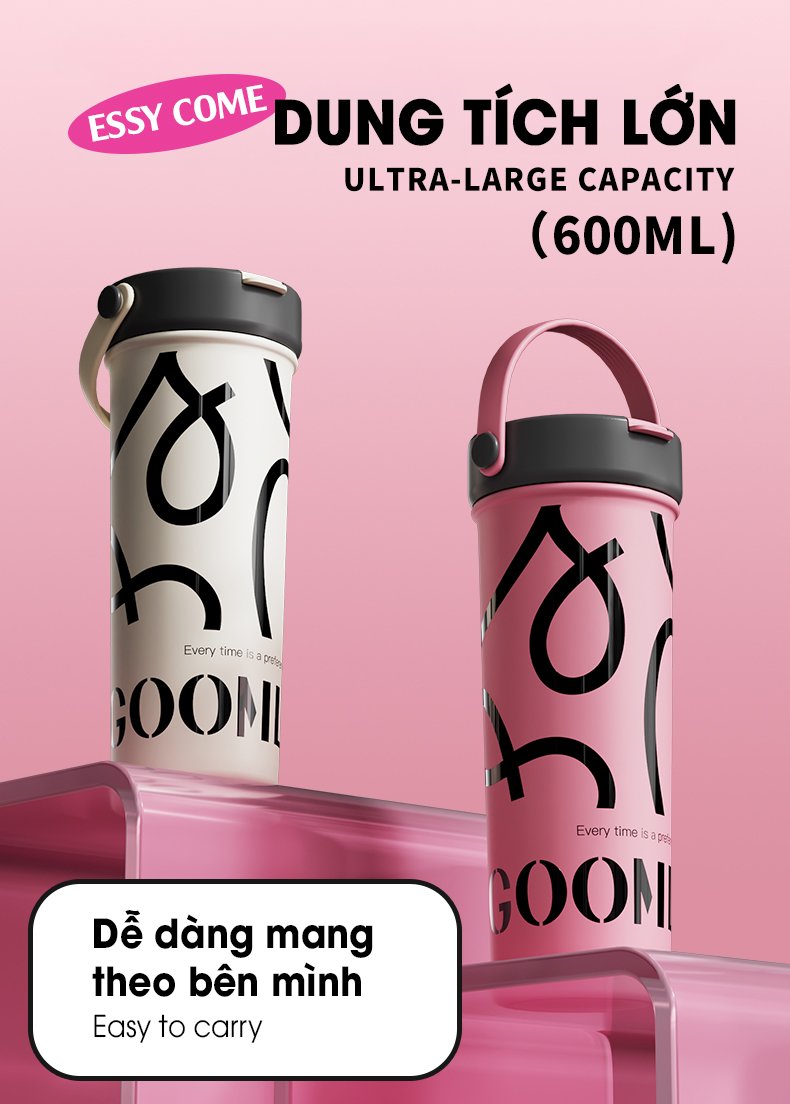 CỐC GIỮ NHIỆT CAO CẤP GOOM 600ML LÕI INOX316L KÈM ỐNG LỌC TRÀ