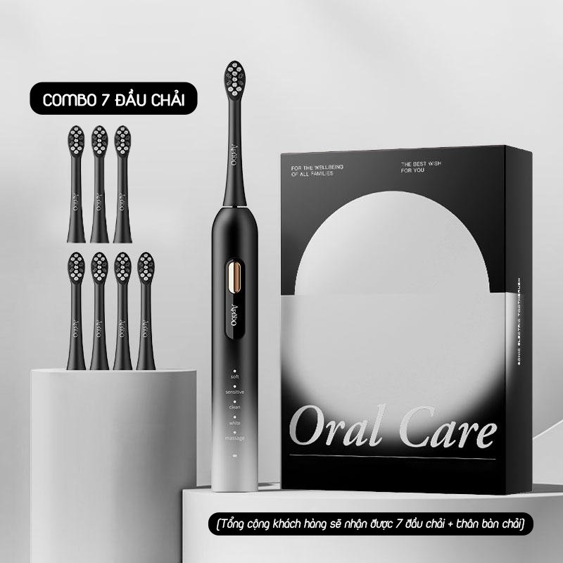 COMBO BÀN CHẢI ĐIỆN SÓNG ÂM APIYOO TB01 - BLACKGRAY ( 7 ĐẦU CHẢI )