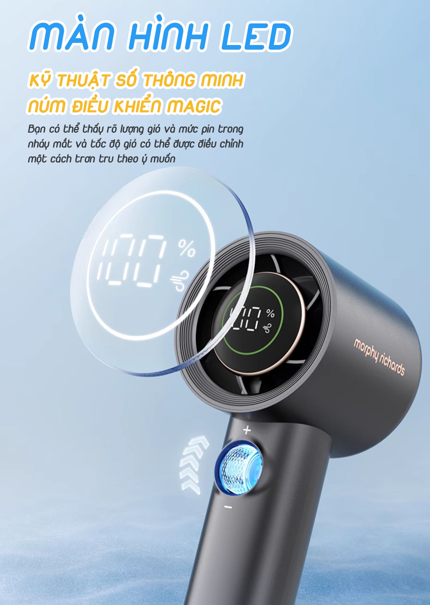 QUẠT CAO TỐC CẦM TAY DI ĐỘNG PIN SẠC 5000MAH MORPHY RICHARDS MR3600