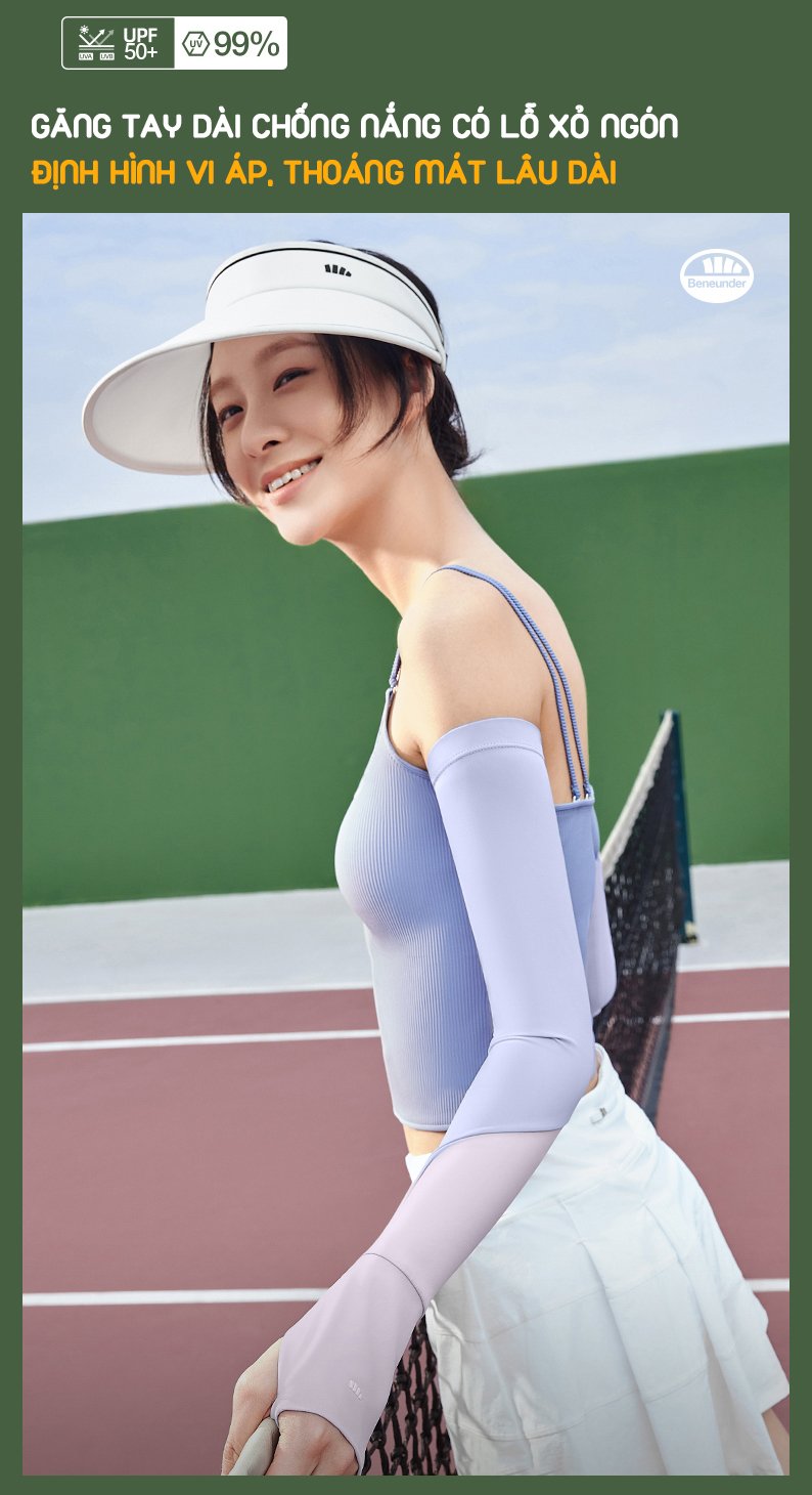 GĂNG TAY CHỐNG NĂNG BĂNG TƠ UPF50+ 2 MÀU BENEUNDER 2024SS
