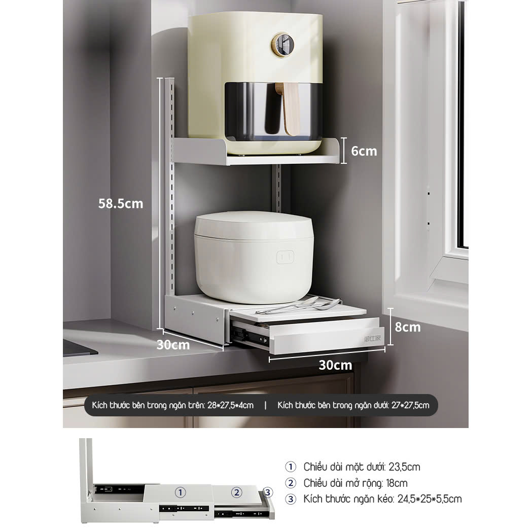 KỆ BẾP THÔNG MINH 2 TẦNG ĐA NĂNG