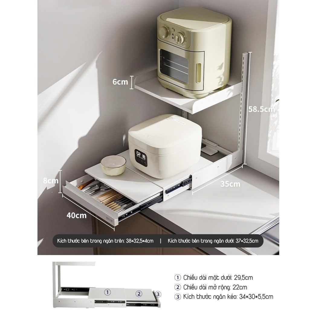 KỆ BẾP THÔNG MINH 2 TẦNG ĐA NĂNG