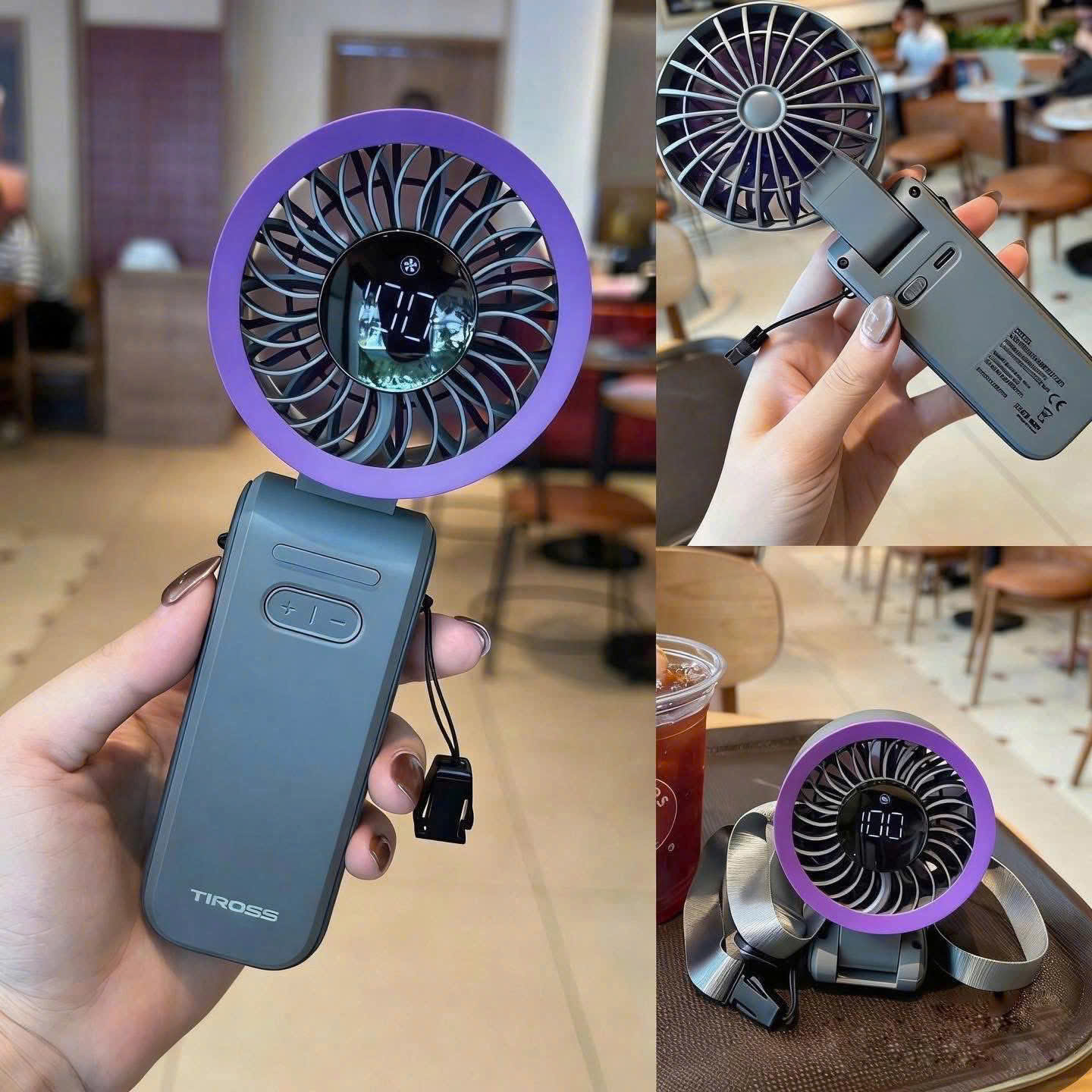 Quạt sạc USB cầm tay mini Tiross TS3422