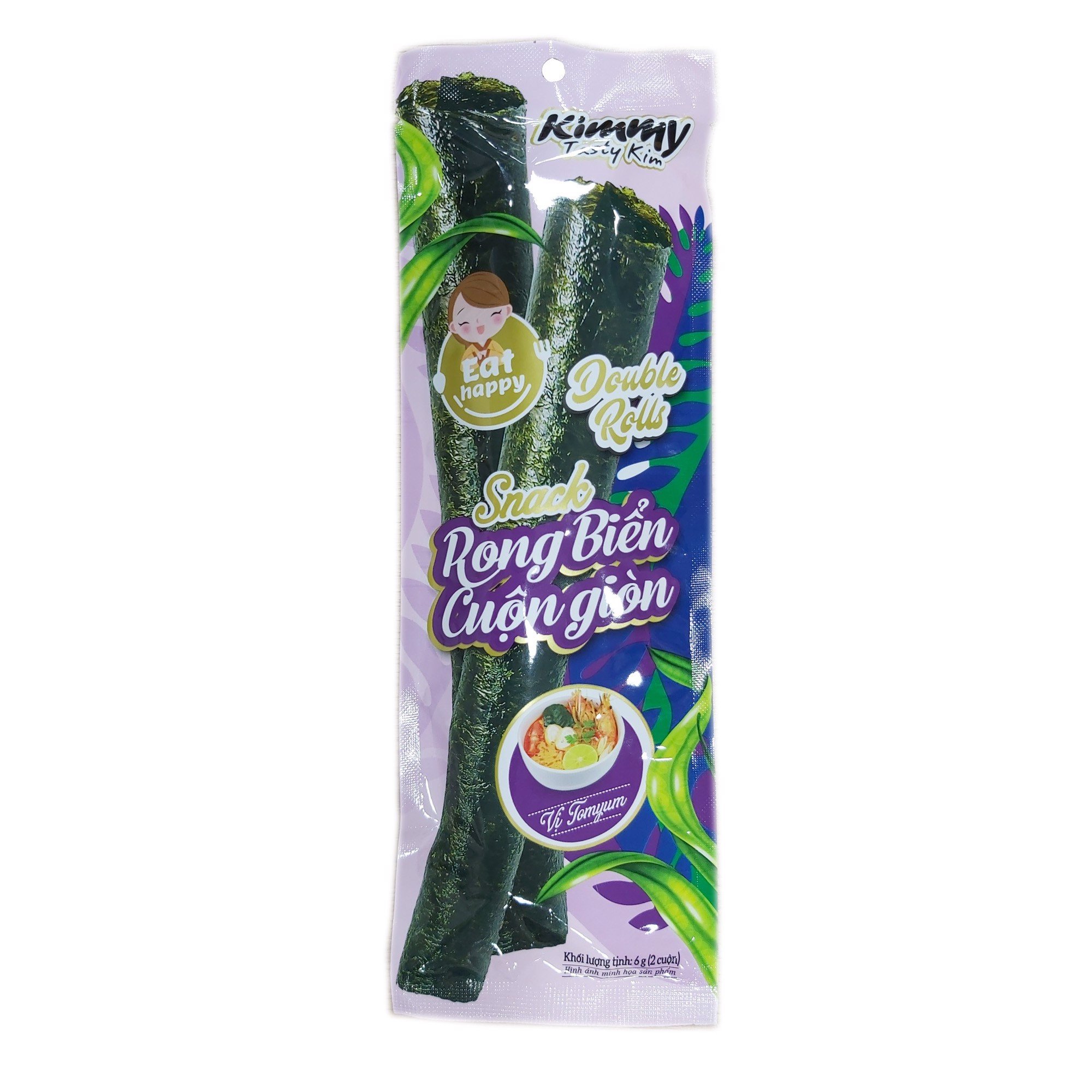 Snack Rong Biển Cuộn Giòn Kimmy Vị Tomyum 6G Mai Long Mart