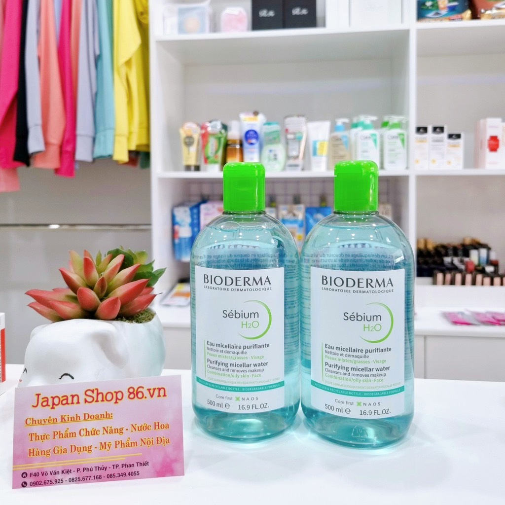 tẩy trang bioderma xanh hồng 500ml