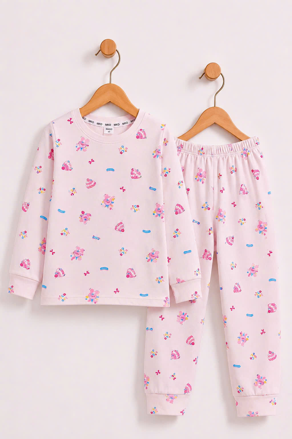 BỘ COTTON DÀI TAY IN TRÀN BÉ GÁI 4-14Y