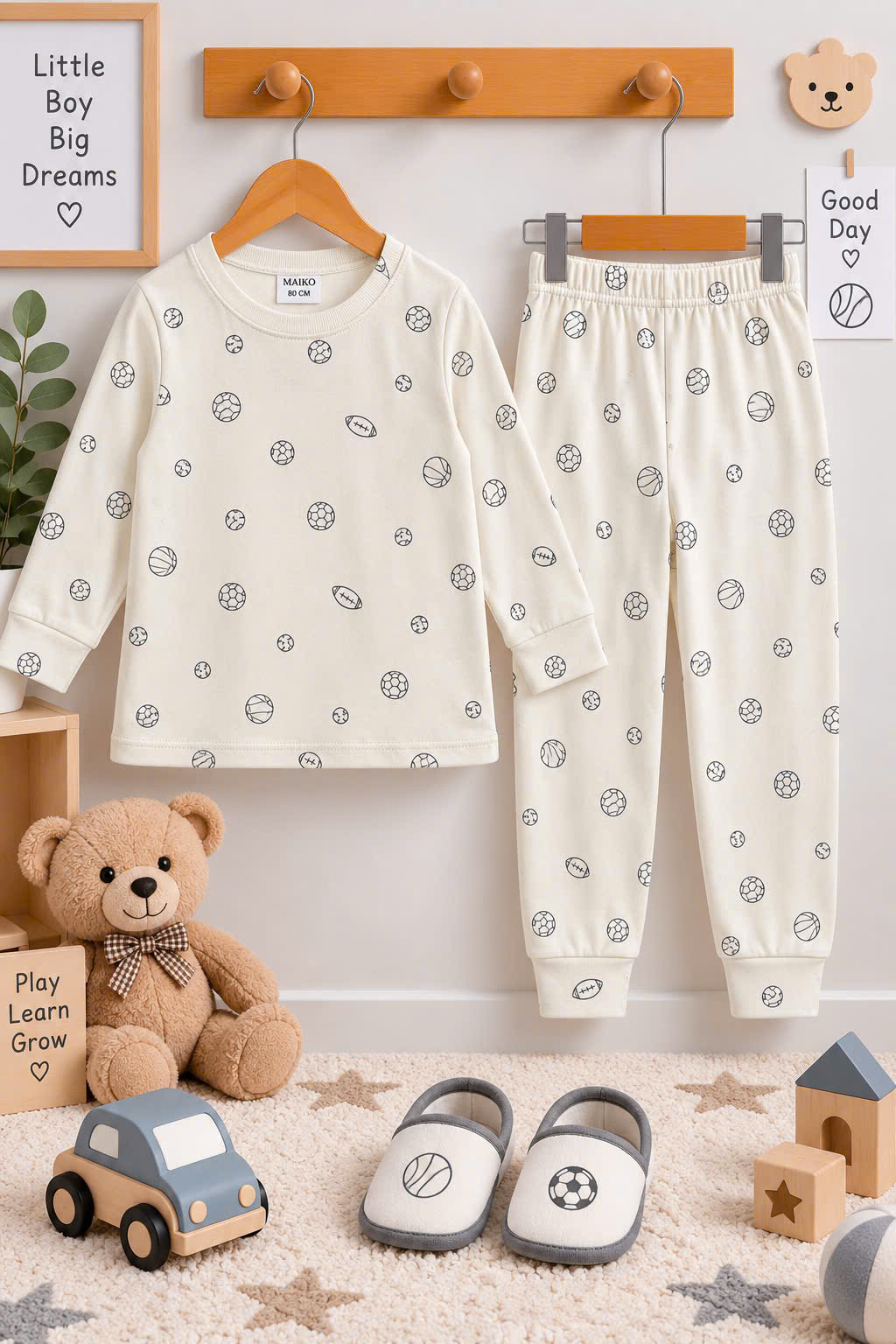 BỘ COTTON DÀI TAY BÉ TRAI 1-5 TUỔI