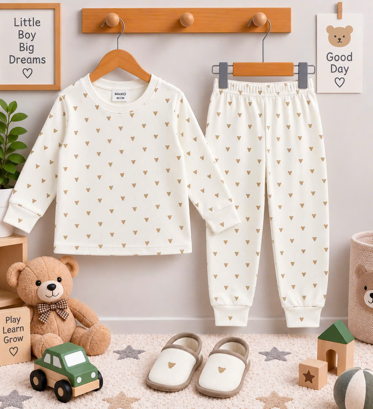 BỘ COTTON DÀI TAY BÉ TRAI 1-5 TUỔI