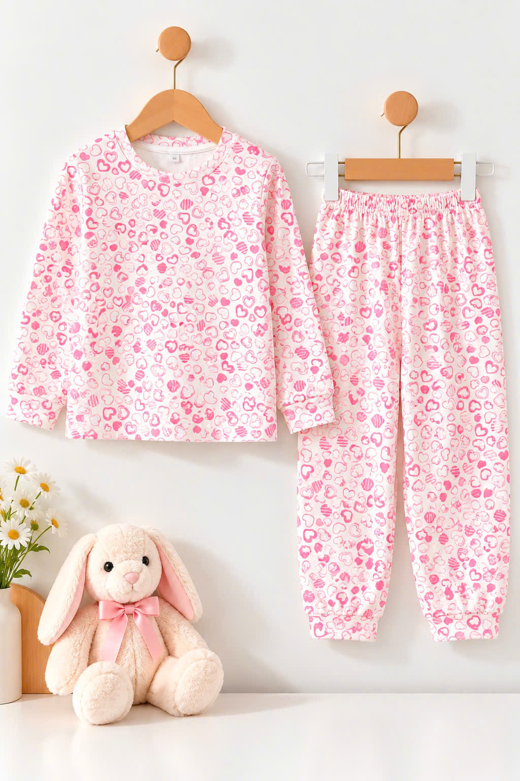 BỘ COTTON DÀI TAY IN TRÀN BÉ GÁI 6-14Y