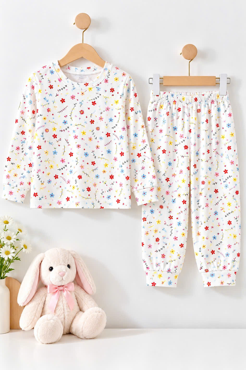 BỘ COTTON DÀI TAY IN TRÀN BÉ GÁI 6-14Y