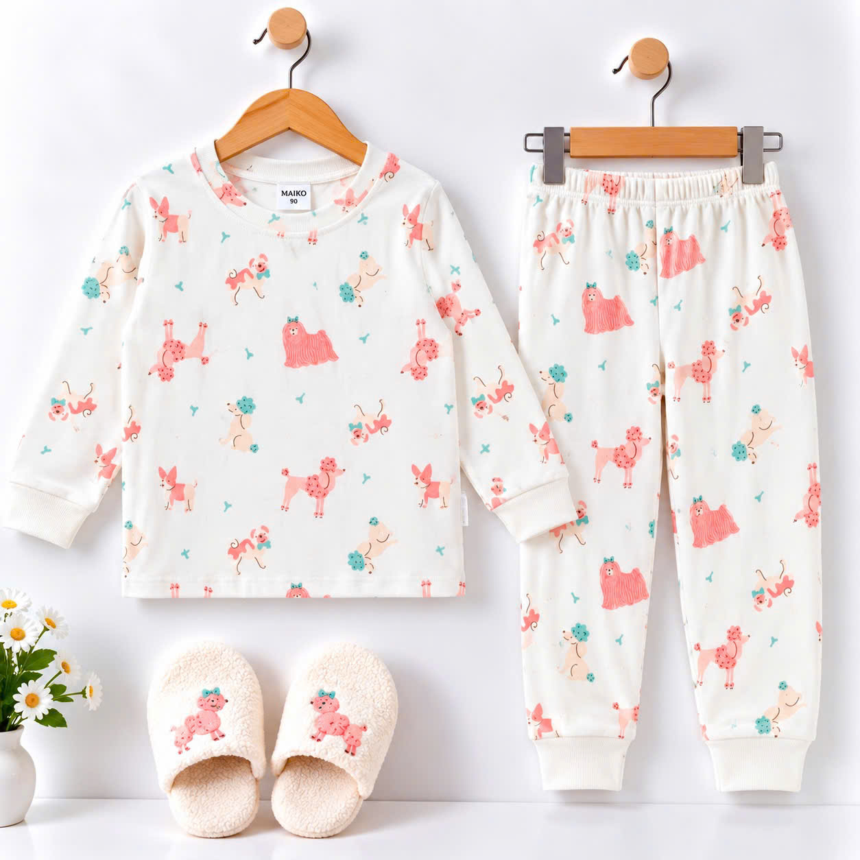 BỘ COTTON DÀI TAY IN TRÀN BÉ GÁI 1-5 TUỔI
