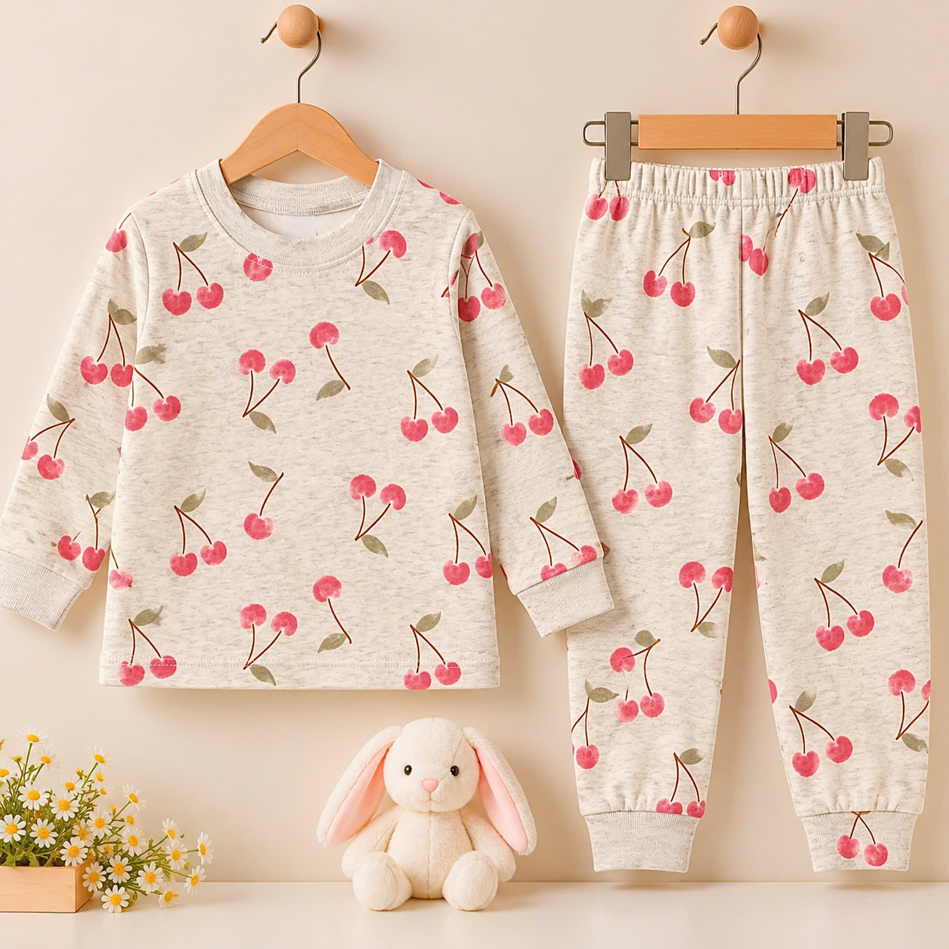 BỘ COTTON DÀI TAY IN TRÀN BÉ GÁI 1-5 TUỔI
