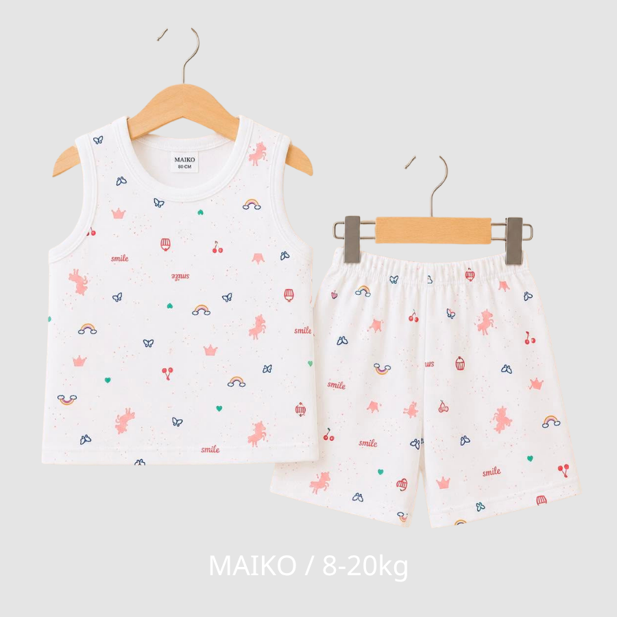 BỘ COTTON 3 LỖ IN TRÀN HÌNH BÉ GÁI 1-5Y