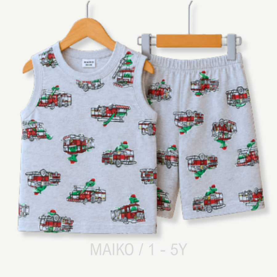BỘ COTTON 3 LỖ IN TRÀN HÌNH BÉ TRAI 1-5 TUỔI