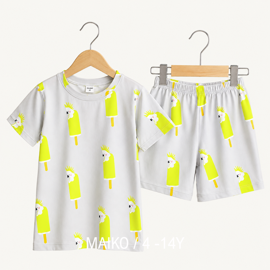 BỘ COTTON CỘC TAY IN TRÀN BÉ TRAI 4-14 TUỔI 