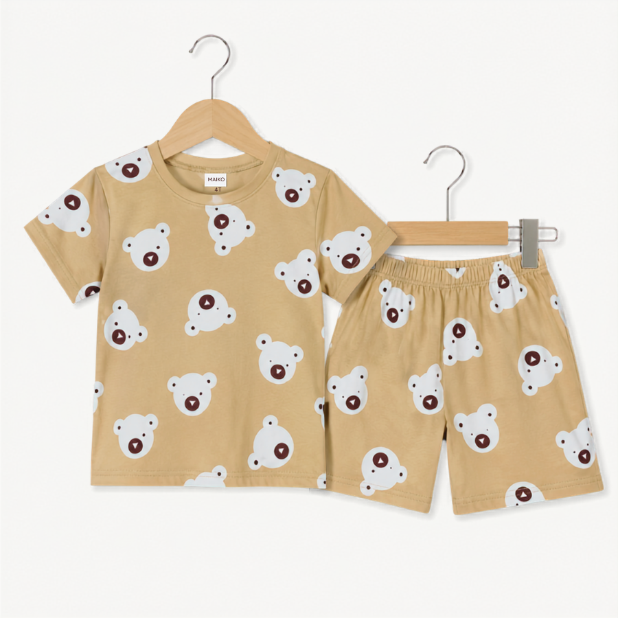 BỘ COTTON CỘC TAY IN TRÀN BÉ TRAI 4-14 TUỔI 